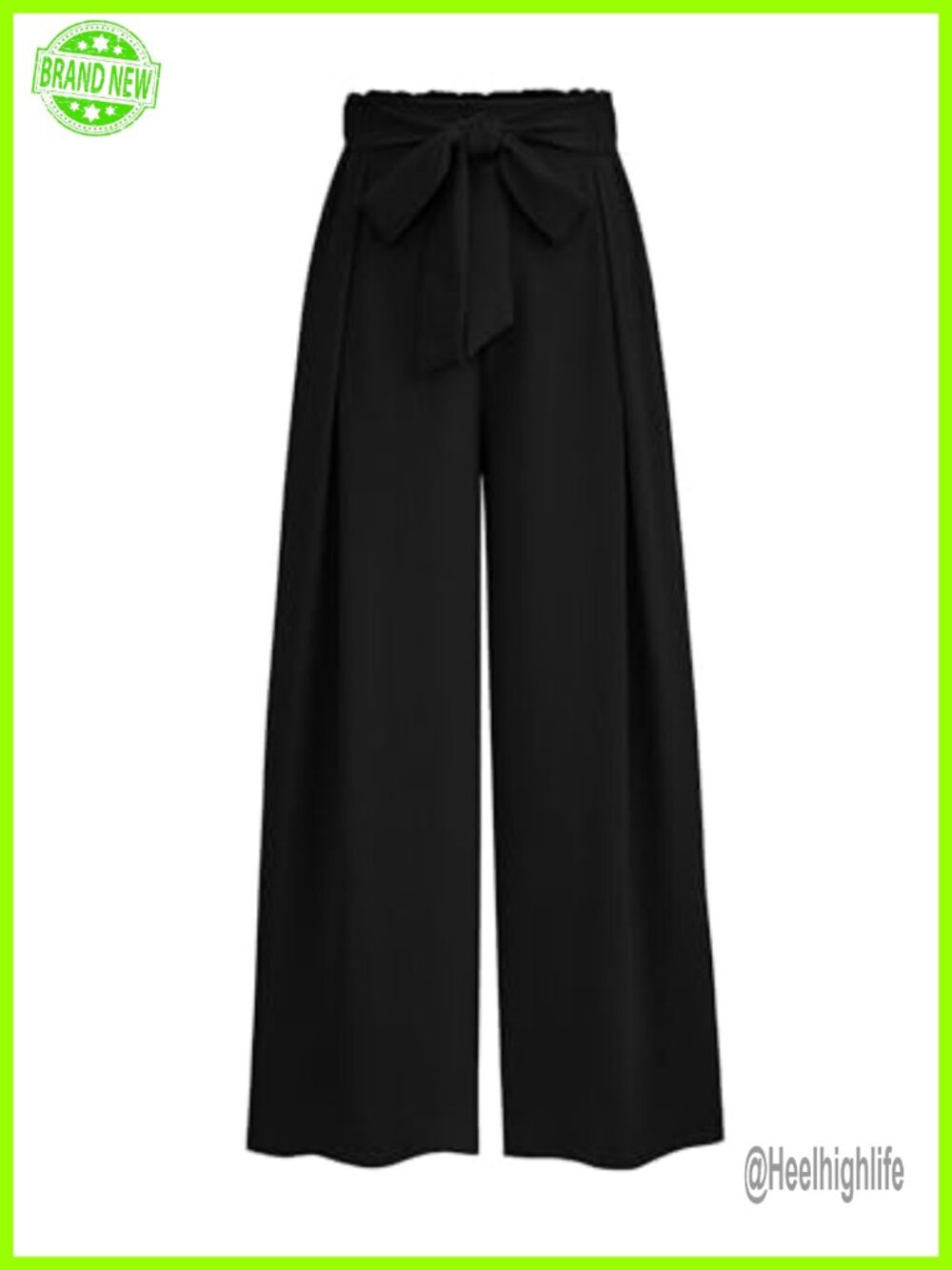 Wide Leg Palazzo Work Pants High Waisted Pleated Pull On Lightweight